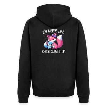 Große Schwester Fuchsliebhaber Geschwister - Unisex Premium Bio Zip Hoodie - Schwarz - Hinten - Nico (187cm)