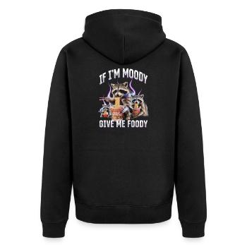 Funny Raccoon - Unisex Premium Bio Zip Hoodie - Schwarz - Hinten - Nico (187cm)