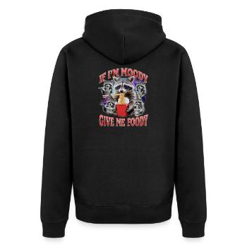 Funny Raccoon - Unisex Premium Bio Zip Hoodie - Schwarz - Hinten - Nico (187cm)