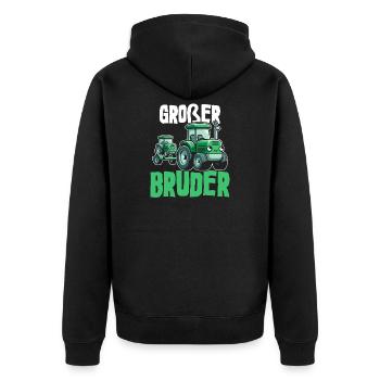 Big Brother Tractor Older Baby Siblings - Unisex Premium Organic Zip Hoodie - black - Back - Nico (187cm)