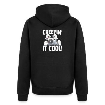 Gruseliger HVAC Geist Geschenk Klima Techniker - Unisex Premium Bio Zip Hoodie - Schwarz - Hinten - Nico (187cm)