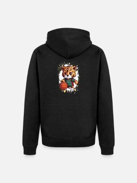Tiger Basketball Dribbler - Unisex Premium Organic Zip Hoodie - black