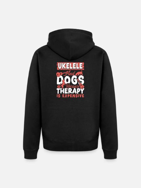 Hawaiian Ukulele Uke Dog Ukulele - Unisex Premium Organic Zip Hoodie - black