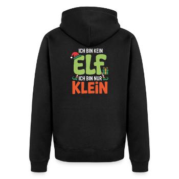 Ich bin kein Elf, ich bin klein - Unisex Premium Bio Zip Hoodie - Schwarz - Hinten - Nico (187cm)