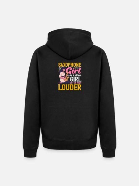 Women Louder Saxophone Saxophonist - Unisex Premium Bio Zip Hoodie - Schwarz