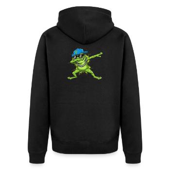 Hip-Hop Frog Dab Design de dessins animés - Veste à capuche bio Premium Unisexe - noir - Dos - Nico (187cm)