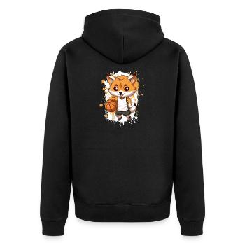 Basketball Fuchs Comic - Unisex Premium Bio Zip Hoodie - Schwarz - Hinten - Nico (187cm)