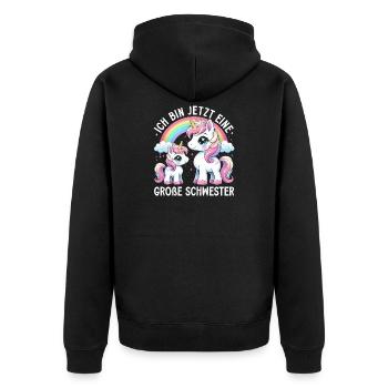 Große Schwester Einhornliebhaber Ältere Baby - Unisex Premium Bio Zip Hoodie - Schwarz - Hinten - Nico (187cm)