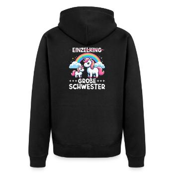 Große Schwester Einhornliebhaber Ältere Baby - Unisex Premium Bio Zip Hoodie - Schwarz - Hinten - Nico (187cm)