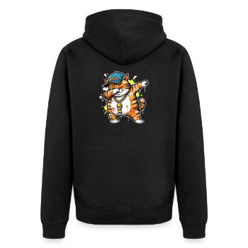 Dessin drôle de miaulement drôle d’art de rue de chat - Veste à capuche bio Premium Unisexe - noir - Dos - Nico (187cm)