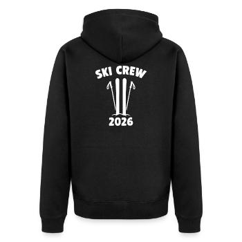 Ski Crew 2026 Logo - Unisex Premium Bio Zip Hoodie - Schwarz - Hinten - Nico (187cm)