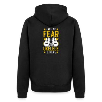 Hawaiian Ukulele Uke Have No Fear - Unisex Premium Bio Zip Hoodie - Schwarz - Hinten - Nico (187cm)