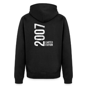 19. Geburtstag Junge Mädchen 19 Jahre 2007 Lustig  - Unisex Premium Bio Zip Hoodie - Schwarz - Hinten - Nico (187cm)