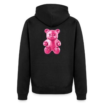 Pink Glanzbär Motiv - Unisex Premium Bio Zip Hoodie - Schwarz - Hinten - Nico (187cm)