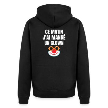 Clown, lustige Phrasen, Humor, lustig - Unisex Premium Bio Zip Hoodie - Schwarz - Hinten - Nico (187cm)