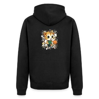 Chaton de basket en vert - Veste à capuche bio Premium Unisexe - noir - Dos - Nico (187cm)