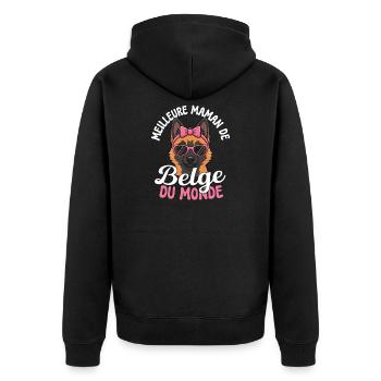  Bestes Belgisches Muttergeschenk Der Welt Für - Unisex Premium Bio Zip Hoodie - Schwarz - Hinten - Nico (187cm)