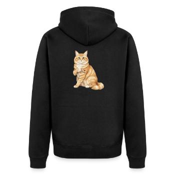 Ich Herz Dad Cat - Unisex Premium Bio Zip Hoodie - Schwarz - Hinten - Nico (187cm)