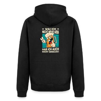 Dictons drôles, tenues amusantes, ironie, sarcasme - Veste à capuche bio Premium Unisexe - noir - Dos - Nico (187cm)