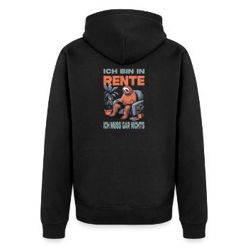 Rentner Ruhestand Geschenkidee - Unisex Premium Bio Zip Hoodie - Schwarz - Hinten - Nico (187cm)