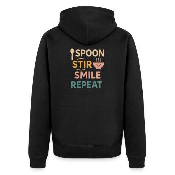 Porridge Breakfast Culture Overnight - Unisex Premium Organic Zip Hoodie - black - Back - Nico (187cm)