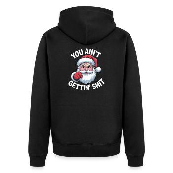 Lustiger Weihnachten, ungezogener Weihnachtsmann, du bekommst keinen Scheiß - Unisex Premium Bio Zip Hoodie - Schwarz - Hinten - Nico (187cm)