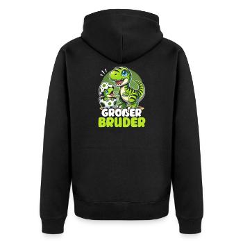 Großer Bruder Dinosaurier Dino Geschwister Motiv - Unisex Premium Bio Zip Hoodie - Schwarz - Hinten - Nico (187cm)