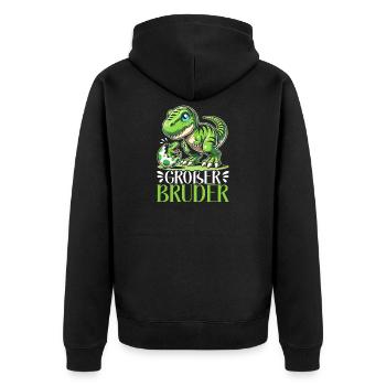 Großer Bruder Dinosaurier Dino Geschwister Motiv - Unisex Premium Bio Zip Hoodie - Schwarz - Hinten - Nico (187cm)