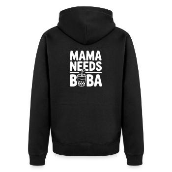 Mama Needs Boba - Unisex Premium Organic Zip Hoodie - black - Back - Nico (187cm)