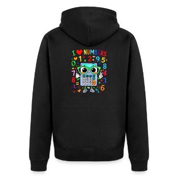 I Love Numbers Calculator - Unisex Premium Organic Zip Hoodie - black - Back - Nico (187cm)