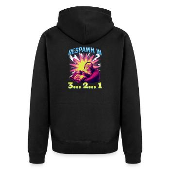 Funny Gaming Gamer Cat - Unisex Premium Bio Zip Hoodie - Schwarz - Hinten - Nico (187cm)
