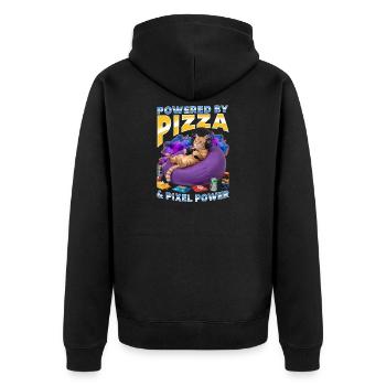 Funny Gaming Gamer Cat - Unisex Premium Bio Zip Hoodie - Schwarz - Hinten - Nico (187cm)