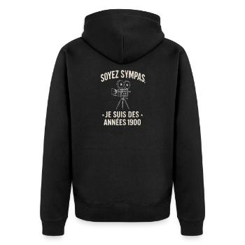 Be Friendly Retro-Kamera aus dem 20. Jahrhundert - Unisex Premium Bio Zip Hoodie - Schwarz - Hinten - Nico (187cm)