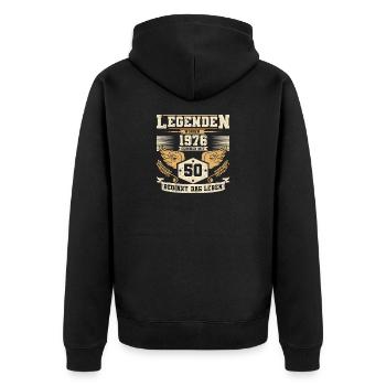 50 Geburtstag 1976 Legenden Grunge Leben beginnt - Unisex Premium Bio Zip Hoodie - Schwarz - Hinten - Nico (187cm)