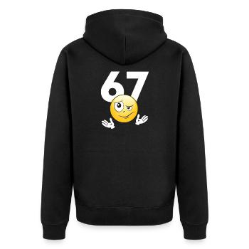Numer 67 z emotikonem - Veste à capuche bio Premium Unisexe - noir - Dos - Nico (187cm)