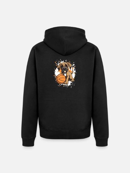 Puppy Dunk in basketball picture - Unisex Premium Organic Zip Hoodie - black