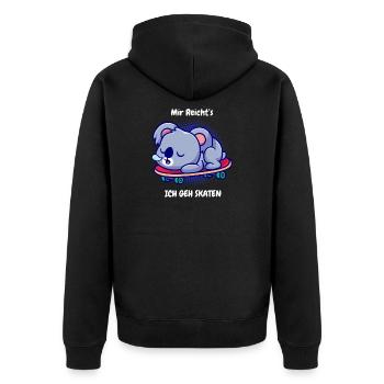 Mir reichts Skaten Schlafender Koala Skateboard - Unisex Premium Bio Zip Hoodie - Schwarz - Hinten - Nico (187cm)