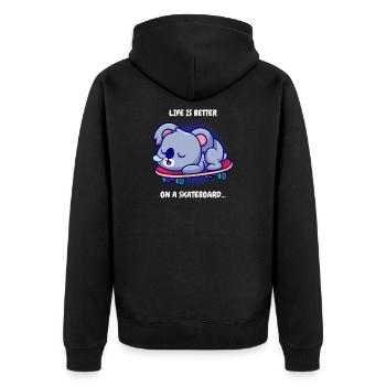 Koala on skateboard - Unisex Premium Organic Zip Hoodie - black - Back - Nico (187cm)