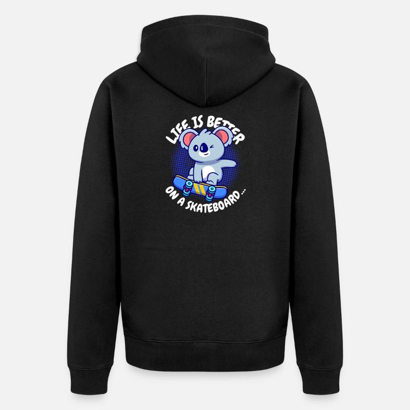 Koala Skateboard Joie de vivre - Veste à capuche bio Premium Unisexe - noir