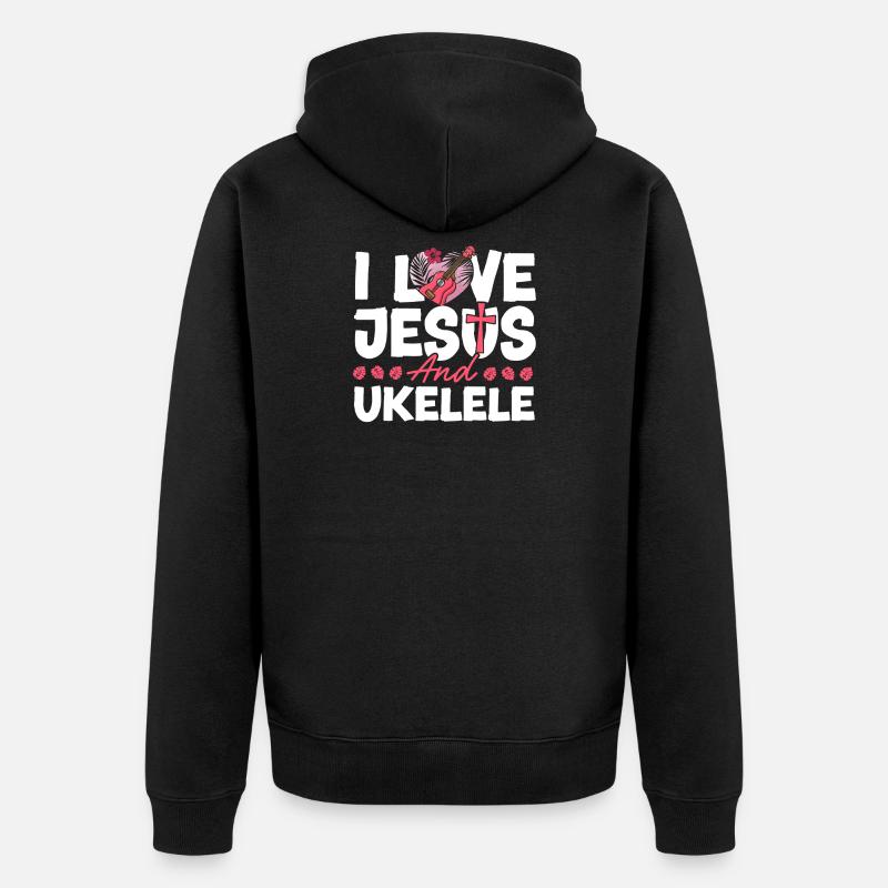 Ukulélé hawaïen Uke Jésus Foi - Veste à capuche bio Premium Unisexe - noir