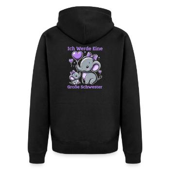 Große Schwester Elefanten Älteres Geschwisterkind - Unisex Premium Bio Zip Hoodie - Schwarz - Hinten - Nico (187cm)