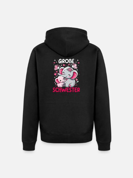 Big Sister Elephants Older Sibling - Unisex Premium Organic Zip Hoodie - black