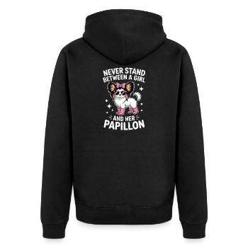 Papillon Sayings Girl Funny Papillon Gift - Unisex Premium Organic Zip Hoodie - black - Back - Nico (187cm)