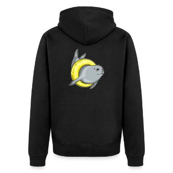 Seehund Schwimmen Schwimmring Sommer - Unisex Premium Bio Zip Hoodie - Schwarz - Hinten - Nico (187cm)