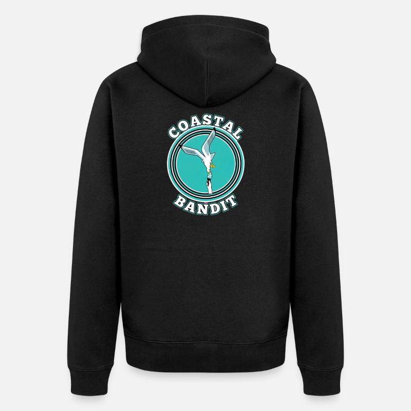 Küstenbandit Möwe Stiehlt Eis - Unisex Premium Bio Zip Hoodie - Schwarz