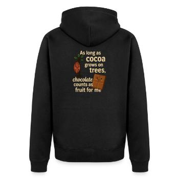Le chocolat est un fruit – l’expression humoristique du cacao - Veste à capuche bio Premium Unisexe - noir - Dos - Nico (187cm)