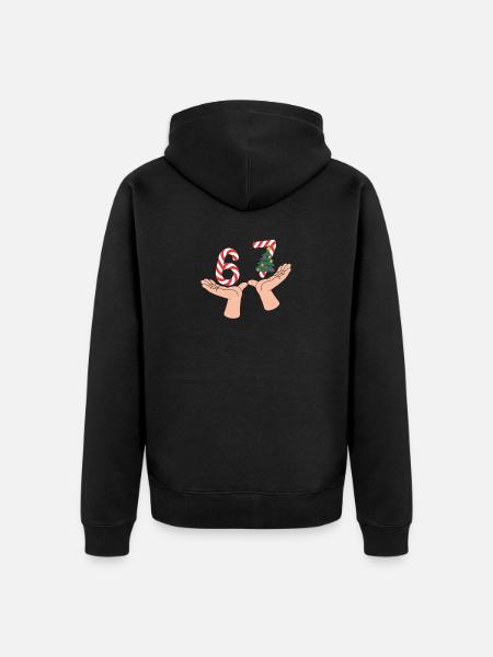 67 Funny Christmas Number Hands Motif - Unisex Premium Organic Zip Hoodie - black