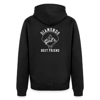 Diamonds Are A Girl's Best Friend Softball-Zitat - Unisex Premium Bio Zip Hoodie - Schwarz - Hinten - Nico (187cm)