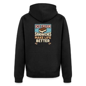 Eis-sandwich-liebhaber Sommerdessert - Unisex Premium Bio Zip Hoodie - Schwarz - Hinten - Nico (187cm)