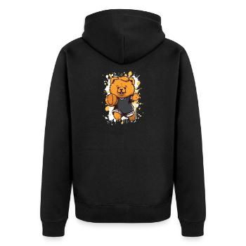 Little Bear with Basketball - Unisex Premium Organic Zip Hoodie - black - Back - Nico (187cm)